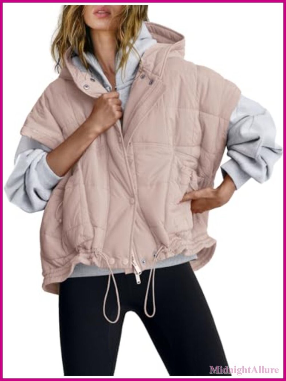 Quilted Puffer Vest Cropped Sleeveless Zip Up Oversized Fall Layer